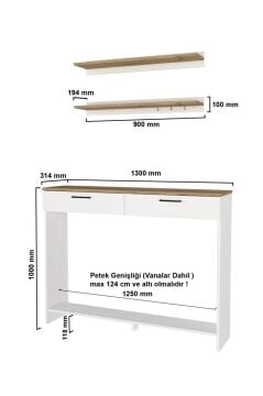 Petek Üstü Kahve Köşesi Dresuar Çok Amaçlı Raf - 130 cm | Solana