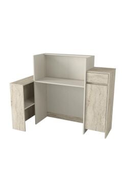 Dayana Ledli Karşılama Bankosu & Kasa Bankosu, Dolaplı ve Çekmeceli Masa 150 cm