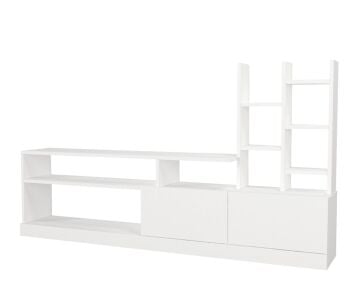 Dolunay Kitaplıklı Tv Ünitesi Beyaz